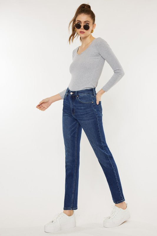 High Rise Slim Straight Jeans-Charmful Clothing Boutique