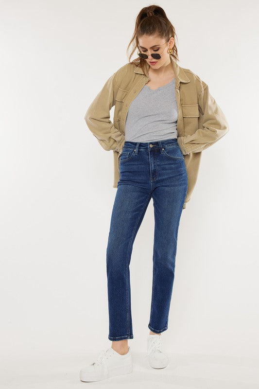High Rise Slim Straight Jeans-Charmful Clothing Boutique