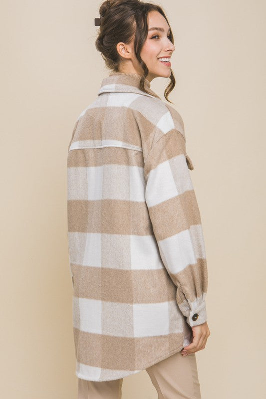 Plaid Bust Pocket Shacket-Charmful Clothing Boutique