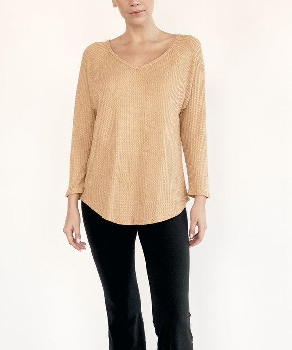 BAMBOO WAFFLE LOOST FIT TOP-Charmful Clothing Boutique