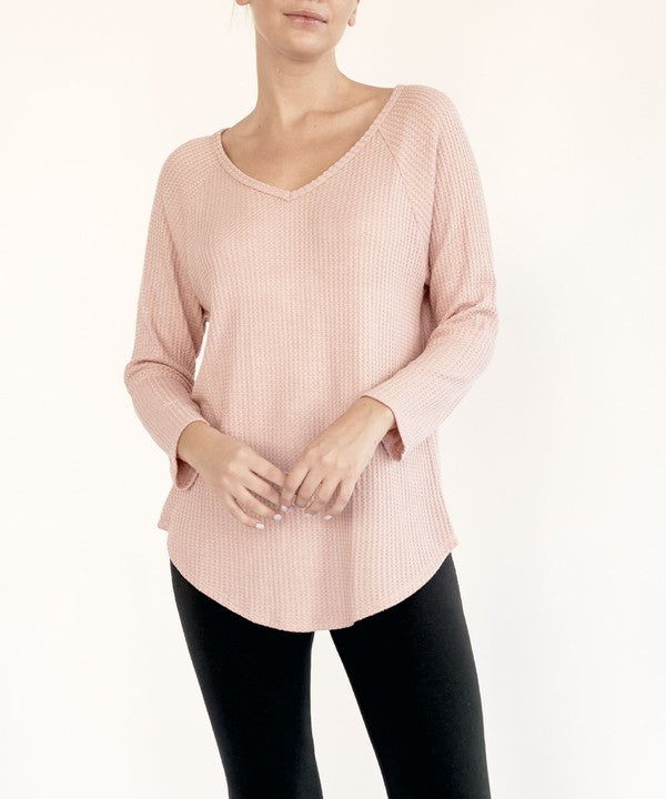 BAMBOO WAFFLE LOOST FIT TOP-Charmful Clothing Boutique