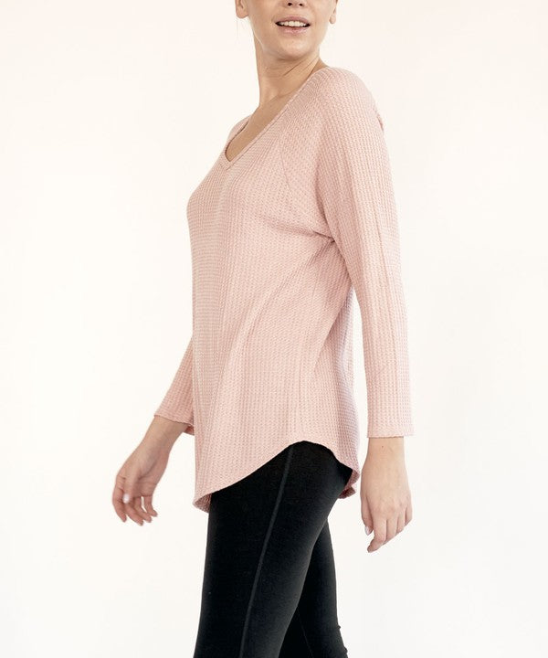BAMBOO WAFFLE LOOST FIT TOP-Charmful Clothing Boutique