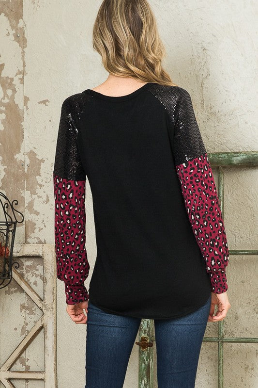 Trans Sequin Contrast Sweater Knit-Charmful Clothing Boutique