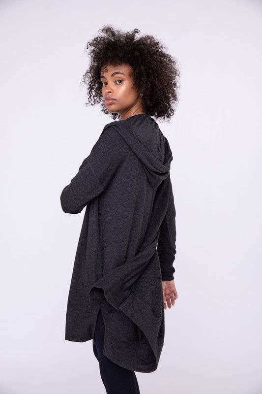 Longline Hooded Cardigan with Pockets-Charmful Clothing Boutique