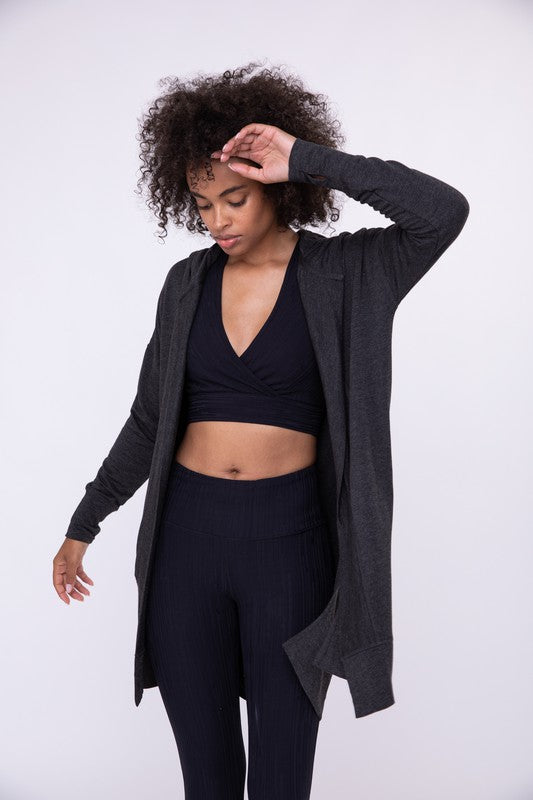 Longline Hooded Cardigan with Pockets-Charmful Clothing Boutique