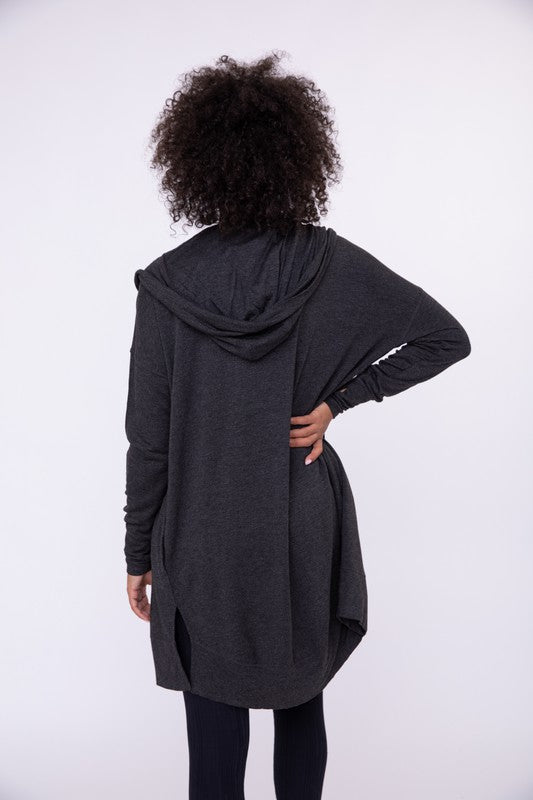 Longline Hooded Cardigan with Pockets-Charmful Clothing Boutique