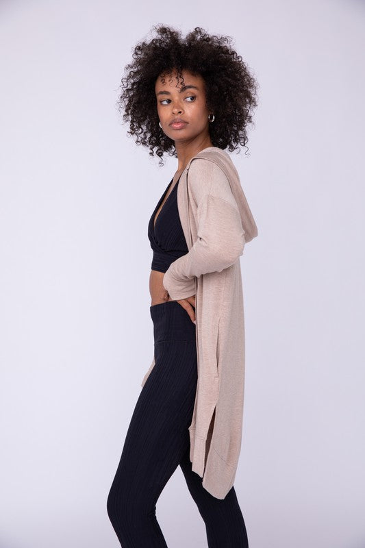 Longline Hooded Cardigan with Pockets-Charmful Clothing Boutique