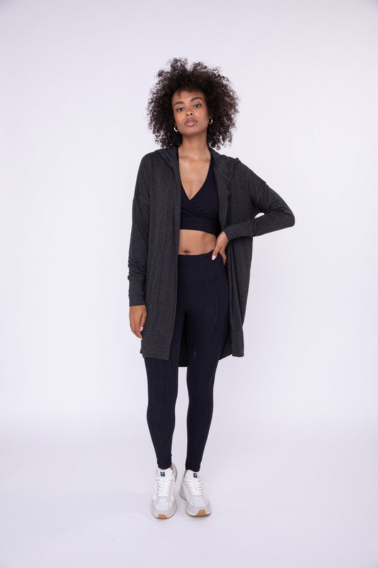 Longline Hooded Cardigan with Pockets-Charmful Clothing Boutique