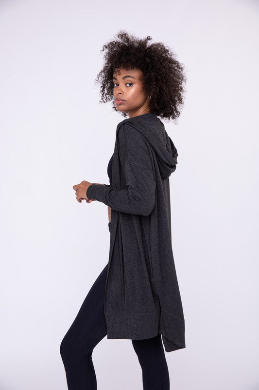 Longline Hooded Cardigan with Pockets-Charmful Clothing Boutique