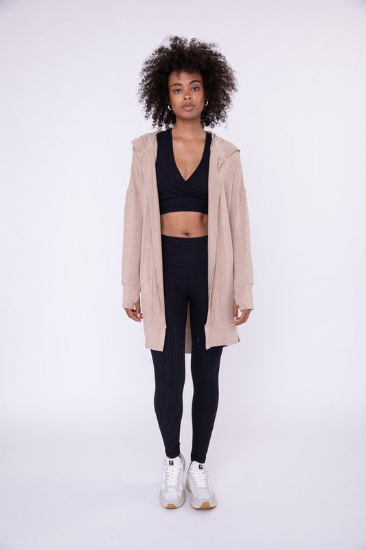 Longline Hooded Cardigan with Pockets-Charmful Clothing Boutique