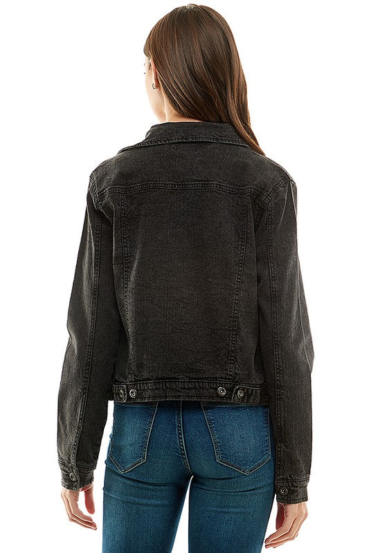 Spandex Ladies Casual Denim Jacket-Charmful Clothing Boutique