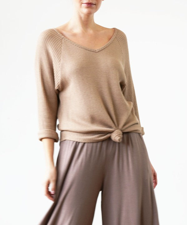 BAMBOO WAFFLE LOOST FIT TOP-Charmful Clothing Boutique