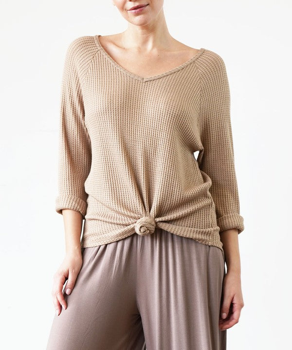 BAMBOO WAFFLE LOOST FIT TOP-Charmful Clothing Boutique