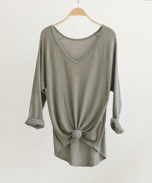 BAMBOO WAFFLE LOOST FIT TOP-Charmful Clothing Boutique