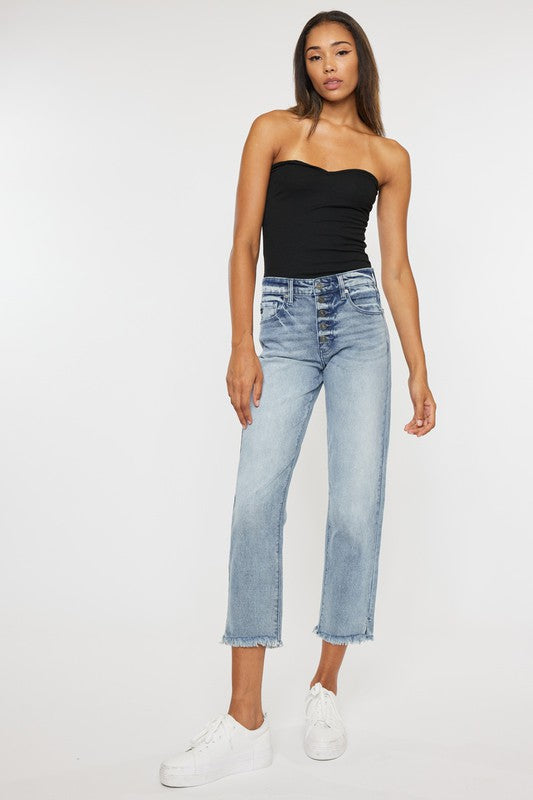 Kan Can High Rise Straight Fit Jeans-Charmful Clothing Boutique