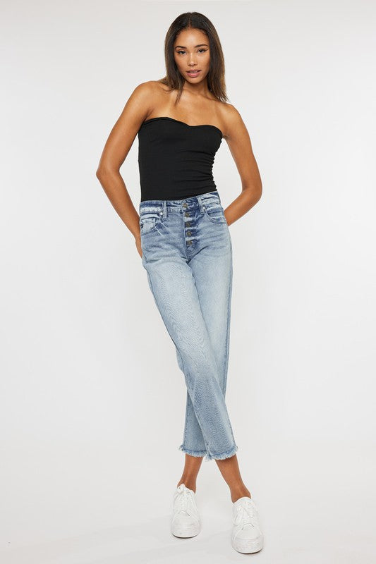 Kan Can High Rise Straight Fit Jeans-Charmful Clothing Boutique
