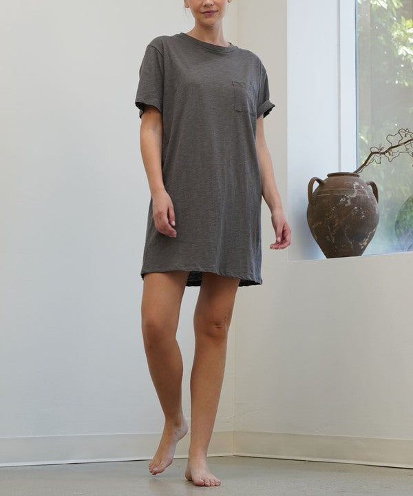 COTTON SLUB T SHIRTS DRESS-Charmful Clothing Boutique