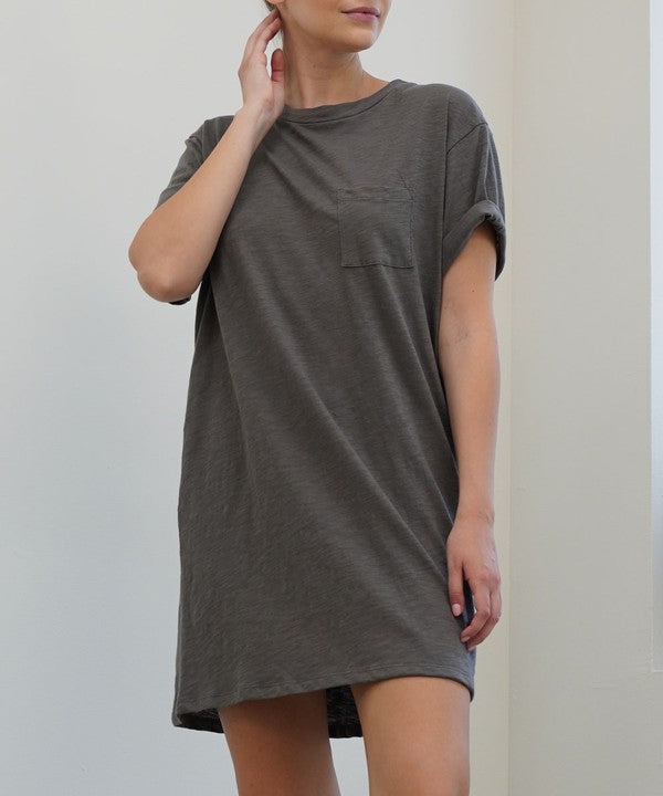 COTTON SLUB T SHIRTS DRESS-Charmful Clothing Boutique