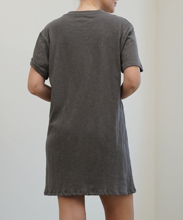 COTTON SLUB T SHIRTS DRESS-Charmful Clothing Boutique