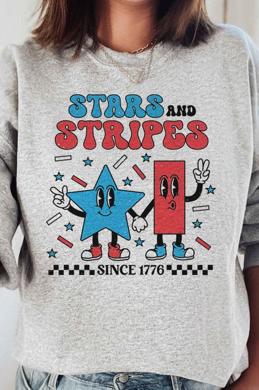 STARS AND STRIPES USA PLUS SIZE SWEATSHIRT-Charmful Clothing Boutique