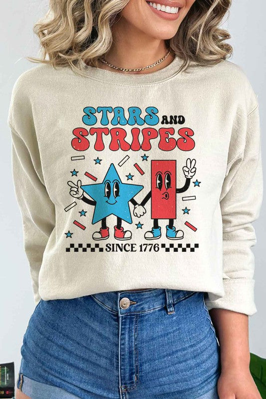STARS AND STRIPES USA PLUS SIZE SWEATSHIRT-Charmful Clothing Boutique