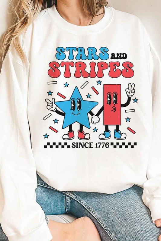 STARS AND STRIPES USA PLUS SIZE SWEATSHIRT-Charmful Clothing Boutique