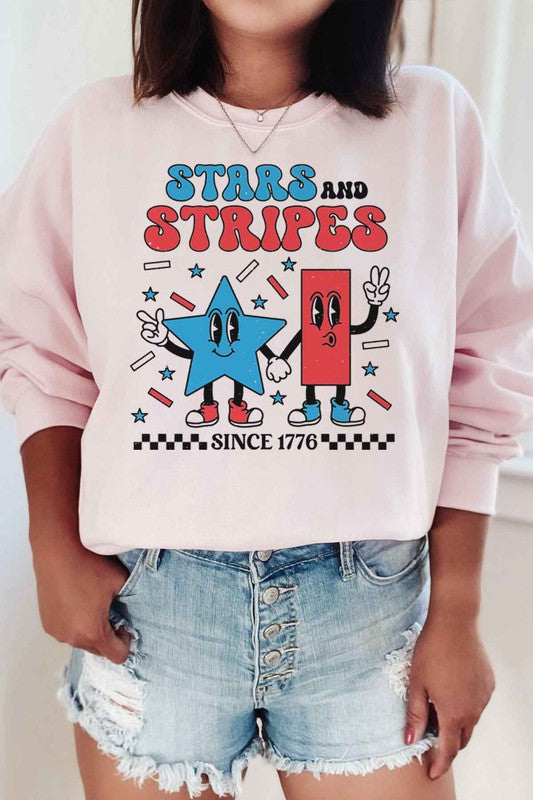 STARS AND STRIPES USA PLUS SIZE SWEATSHIRT-Charmful Clothing Boutique