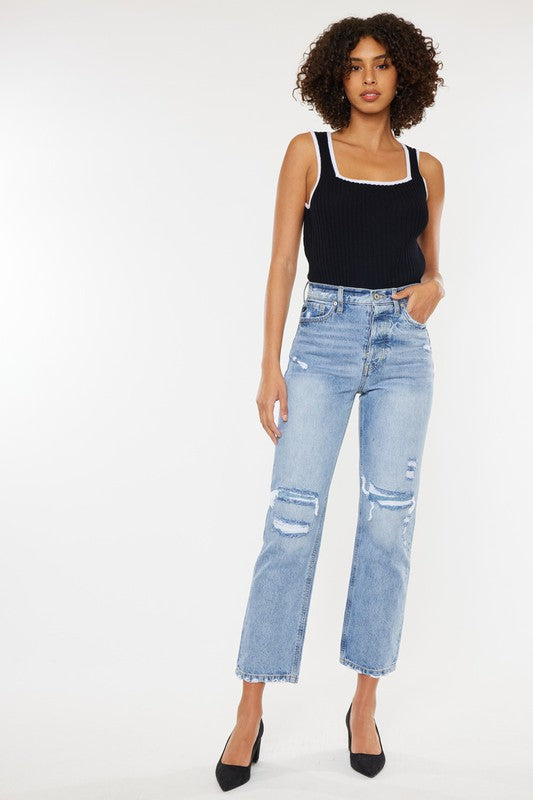 Kan Can High Rise 90's Boyfriend Jeans-Charmful Clothing Boutique