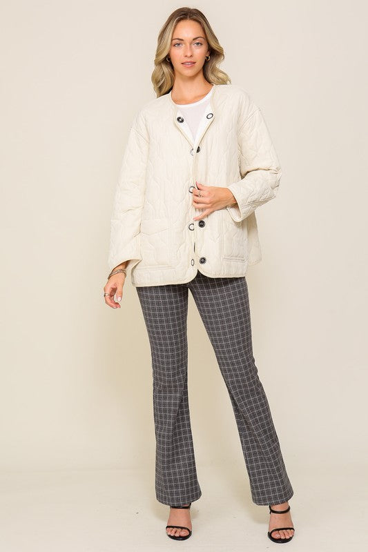 Quilted Puffer Jacket with Pockets-Charmful Clothing Boutique