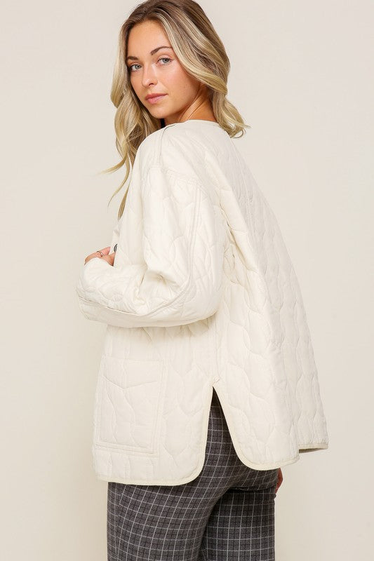Quilted Puffer Jacket with Pockets-Charmful Clothing Boutique