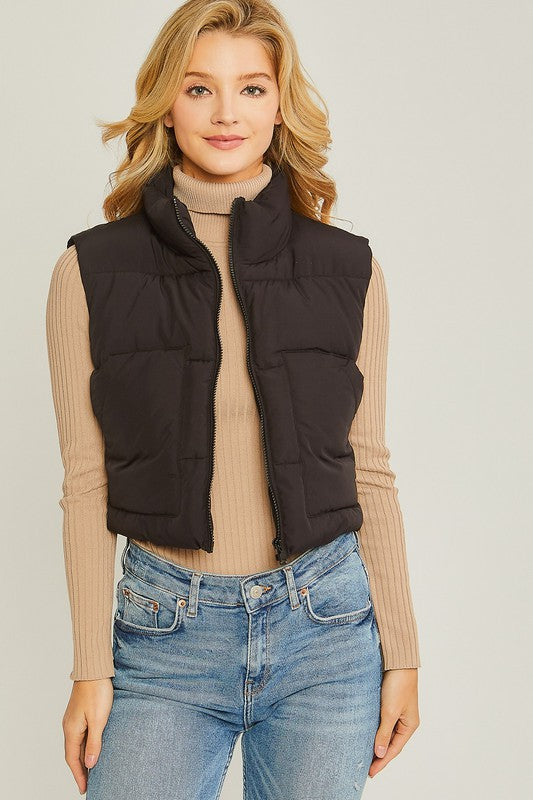 Puffer Vest With Pockets-Charmful Clothing Boutique