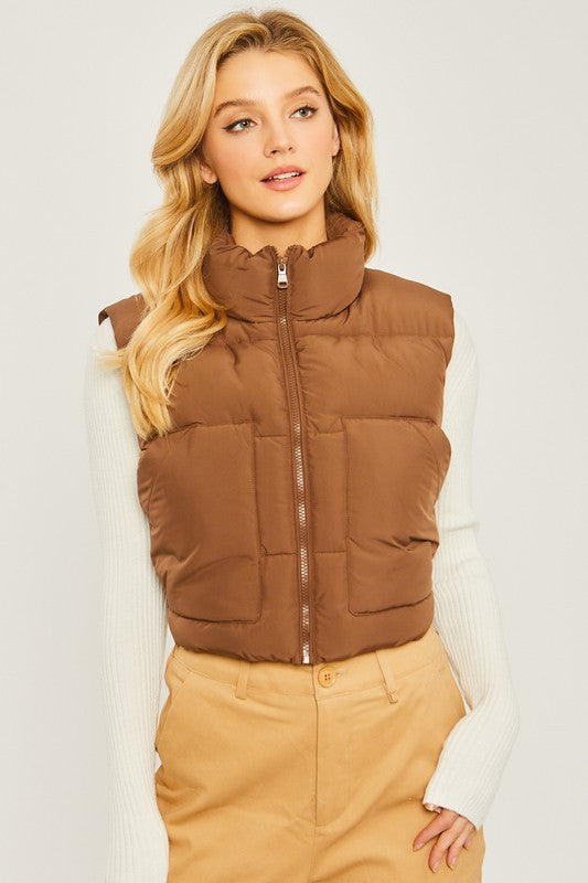 Puffer Vest With Pockets-Charmful Clothing Boutique