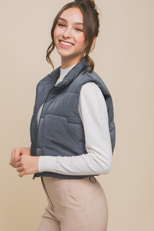 Puffer Vest With Pockets-Charmful Clothing Boutique