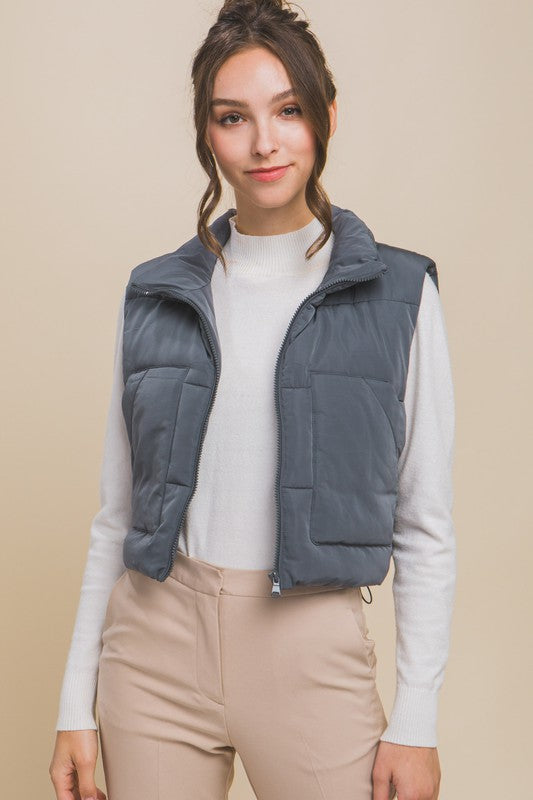 Puffer Vest With Pockets-Charmful Clothing Boutique