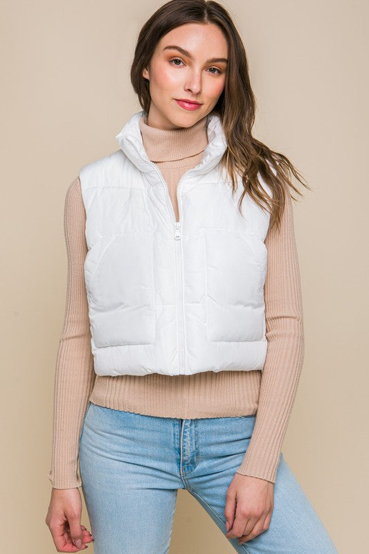 Puffer Vest With Pockets-Charmful Clothing Boutique