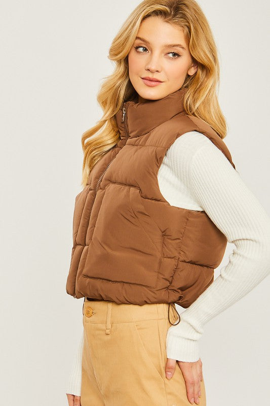 Puffer Vest With Pockets-Charmful Clothing Boutique