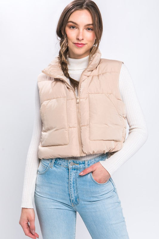 Puffer Vest With Pockets-Charmful Clothing Boutique