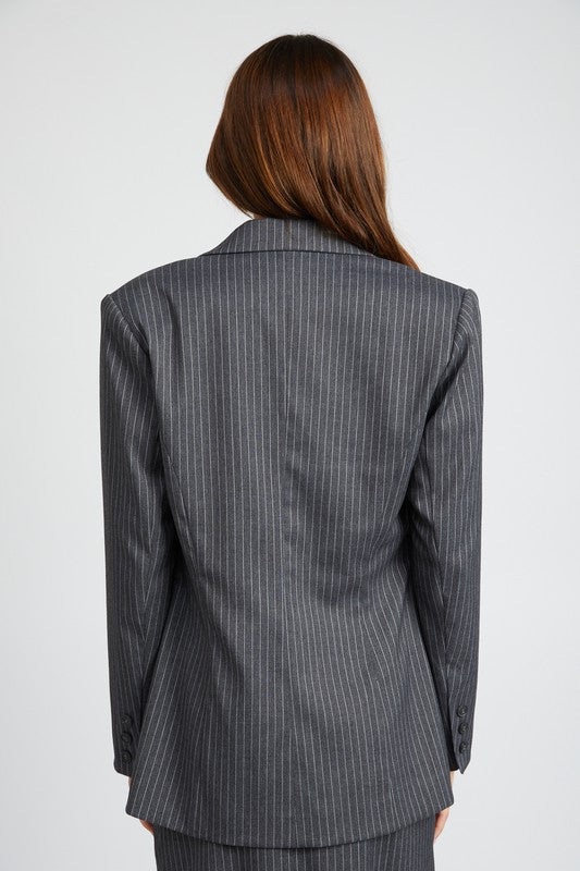 PIN STRIPED BLAZER JACKET-Charmful Clothing Boutique