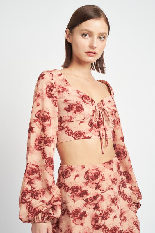 LONG SLEEVE SWEETHEART CROPPED TOP-Charmful Clothing Boutique