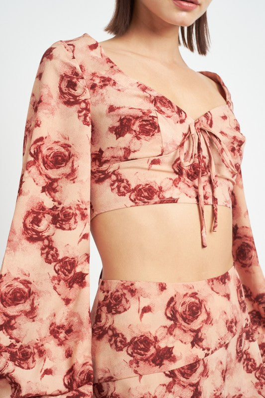 LONG SLEEVE SWEETHEART CROPPED TOP-Charmful Clothing Boutique