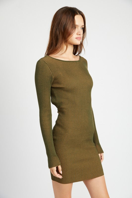 BODYCON MINI DRESS WITH OPEN BACK-Charmful Clothing Boutique