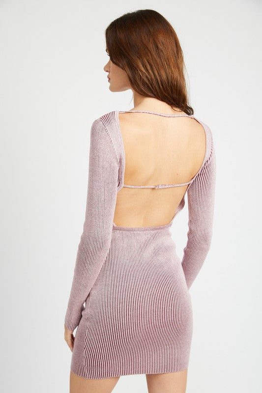 BODYCON MINI DRESS WITH OPEN BACK-Charmful Clothing Boutique