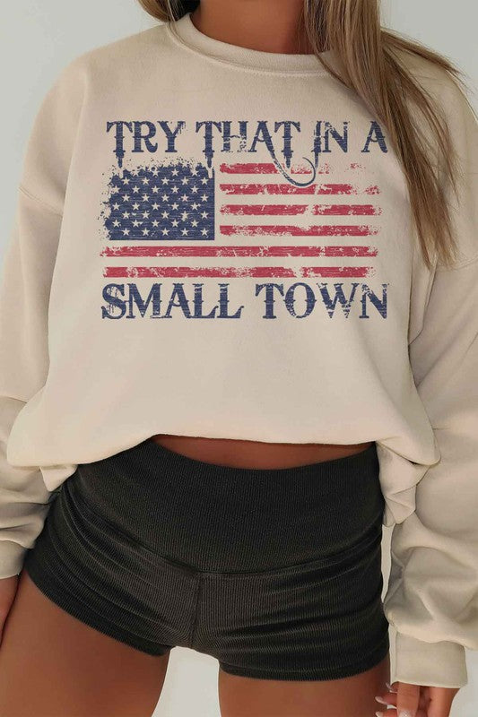 TRY THAT IN A SMALL TOWN OVERSIZED SWEATSHIRT-Charmful Clothing Boutique
