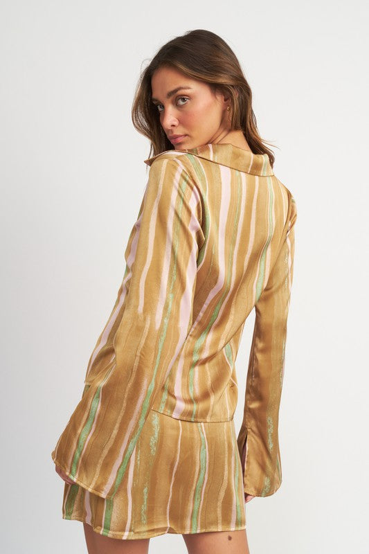 WIDE SLEEVE STRIPED BLOUSE-Charmful Clothing Boutique