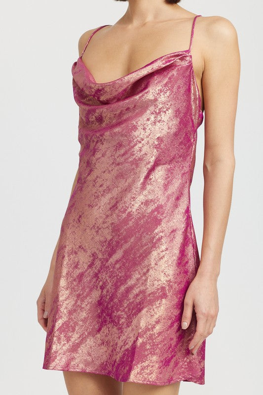 COWL NECK MNI SLIP DRESS-Charmful Clothing Boutique