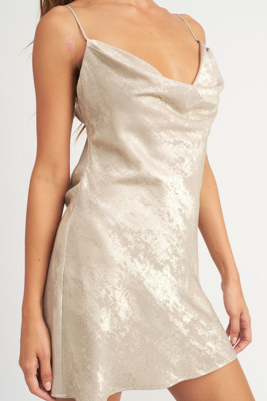 COWL NECK MNI SLIP DRESS-Charmful Clothing Boutique