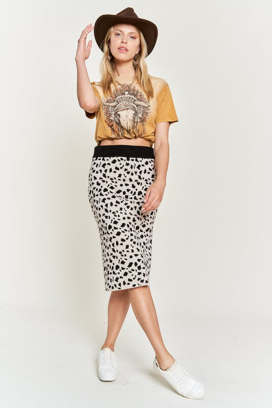 ANIMAL PRINT SWEATER SKIRTS KRS5026-2P-Charmful Clothing Boutique