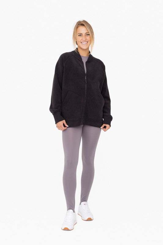 Microfleece Bomber Jacket-Charmful Clothing Boutique