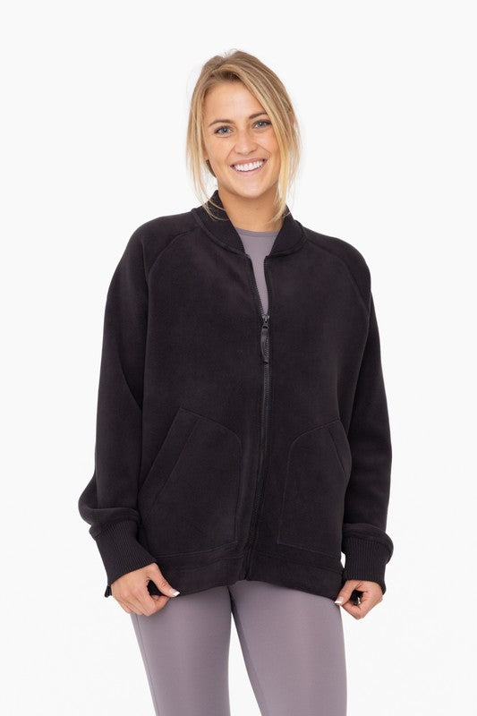Microfleece Bomber Jacket-Charmful Clothing Boutique