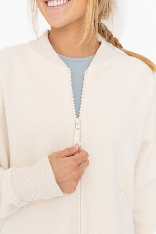 Microfleece Bomber Jacket-Charmful Clothing Boutique